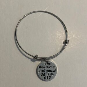 Inspirational Silver Bangle Bracelet She Believed She‎ Could So She Did
